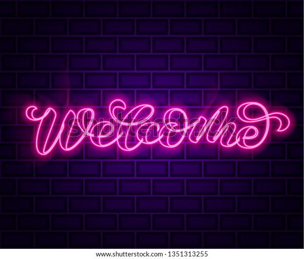 Brick Background Welcome Neon Lettering Vector Stock Vector (Royalty ...