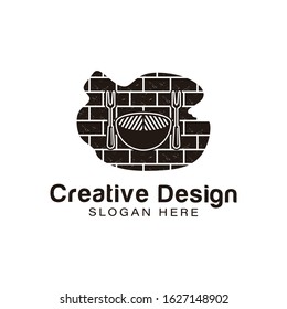 brick bbq logo Ideas. Inspiration logo design. Template Vector Illustration. Isolated On White Background