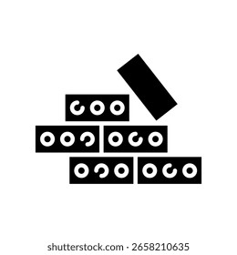brick black flat icon for digital and print projects. Building materials. Minimal clean icons for apps and websites. Modern simple icons for UI UX and branding