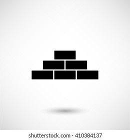 brick - black vector icon  with shadow