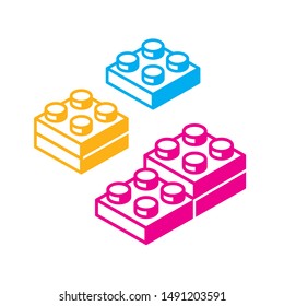 Brick block or piece line art vector icon illustration for toy apps and website