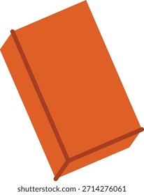 Brick block tilted in perspective with bold edges and clean geometry. Symbol of construction, strength, structure, and foundation for building concepts. Cartoon vector illustration.