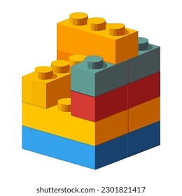 vector de juguetes de bloques de ladrillo para niños icono aislado