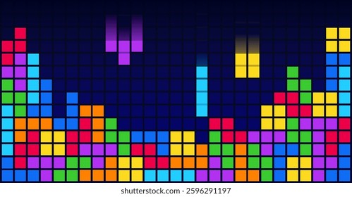 Brick Blocks Game Background vector Template