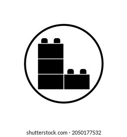 brick blocks icon with circle white