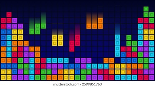 Brick blocks puzzle videogame theme vector background