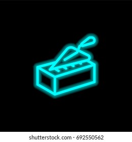 Brick blue glowing neon ui ux icon. Glowing sign logo vector