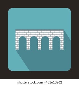 Brick bridge icon, flat style
