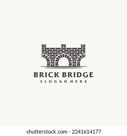 Brick bridge wall logo design icon vector illustration