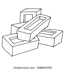 Brick. Building bricks. Vector illustration of a brick. Hand drawn. Building brick.