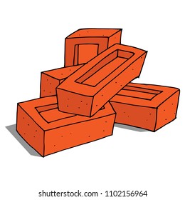 Brick. Building bricks. Vector illustration of a red brick. Hand drawn. Building red brick.