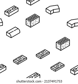 Brick For Building Construction Vector Seamless Pattern Thin Line Illustration
