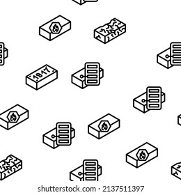 Brick For Building Construction Vector Seamless Pattern Thin Line Illustration