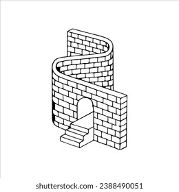 brick building fence vector illustration