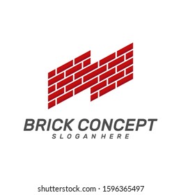 Brick Building logo design vector, Brickwork simple modern logo template, Emblem, Design Concept, Creative Symbol, Icon