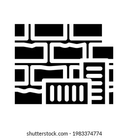 brick building material glyph icon vector. brick building material sign. isolated contour symbol black illustration
