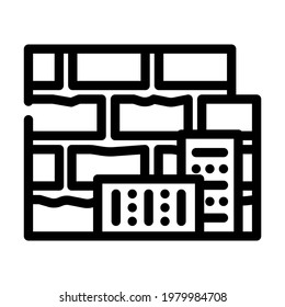 vector de icono de línea de material de construcción de ladrillo. cartel de material de construcción de ladrillo. símbolo de contorno aislado ilustración negra