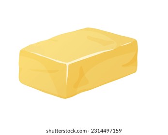 Brick of butter. Margarine or milk butter blocks. Dairy breakfast food.