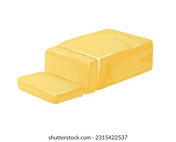 Brick of butter. Margarine or milk butter blocks. Dairy breakfast food.
