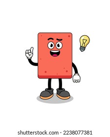 brick cartoon with get an idea pose , character design