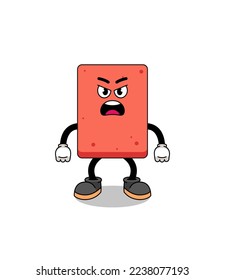 brick cartoon illustration with angry expression , character design
