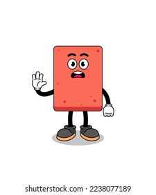 brick cartoon illustration doing stop hand , character design