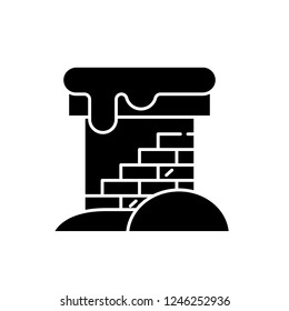 Brick chimney black icon, vector sign on isolated background. Brick chimney concept symbol, illustration 