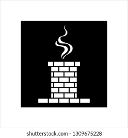 Brick Chimney Icon Design With Snow And Smoke Vector Art Illustration