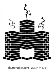 Brick Chimney Icon Design With Snow And Smoke Vector Art Illustration