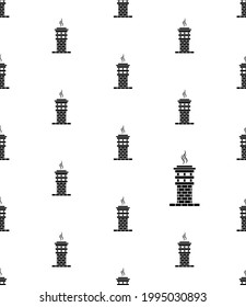 Brick Chimney Icon Seamless Pattern, Smoke Vent Vector Art Illustration
