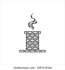 Brick Chimney Icon, Smoke Vector Art Illustration