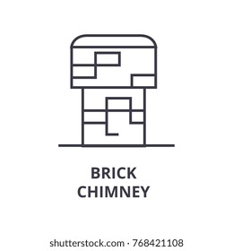 brick chimney line icon, outline sign, linear symbol, vector, flat illustration