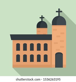 Brick church icon. Flat illustration of brick church vector icon for web design