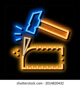 Vector de señal de luz de neón de recorte de ladrillo. Icono brillante en el signo de recorte de ladrillo. ilustración de símbolo transparente
