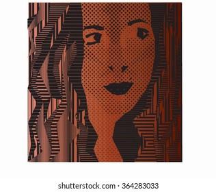 brick color dotted and lined portrait