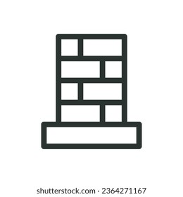 Brick column isolated icon, fence foundation vector icon with editable stroke