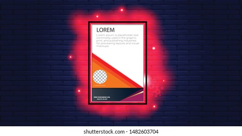 brick and company banner background with red neon surrounding it