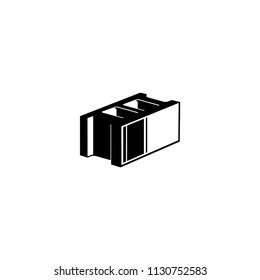 Brick construction, concrete stone vector illustration icon, isometric symbol pictogram.