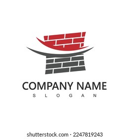 Brick Construction Logo Template, Real Estate And Developer Icon