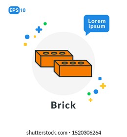 Brick Construction Tool Flat icon . Used For web, logo, mobile app, User Interface and Infographic