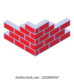 Brick corner wall icon isometric vector. Pile building. Stone house