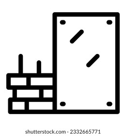 Vector de contorno de icono de secado de ladrillo. Casa de yeso. Cemento de puño
