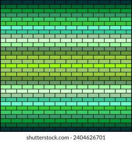 Brick effect in green colors in gradient, decoration for kitchen and leisure area, brick seamless pattern for kitchen backsplash offset texture vector