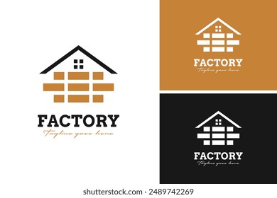 Brick factory logo design vector illustration template idea