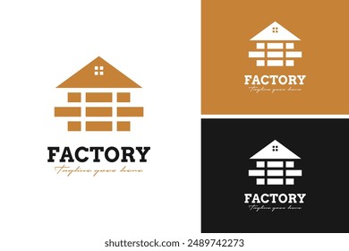 Brick factory logo design vector illustration template idea