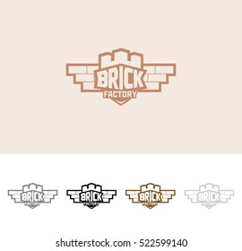 Brick factory logo icon template vector.