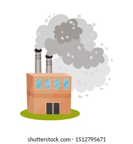 Brick factory with pipes. Vector illustration on a white background.