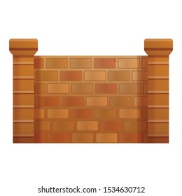 Brick fence icon. Cartoon of brick fence vector icon for web design isolated on white background