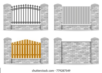 brick fence vector illustration isolated on white background