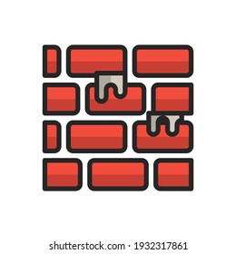 Brick filled outline icons. Vector illustration. Editable stroke. Isolated icon suitable for web, infographics, interface and apps.